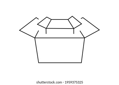 Box line icons. Packaging, delivery boxes, cargo box. Cargo distribution, export boxes, icons of returned parcels. Shipment of goods, purchase of a container, opening of the package. Logistics goods. 