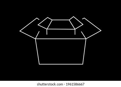 Box line icons. Packaging, delivery boxes, cargo box. Cargo distribution, export boxes, icons of returned parcels. Shipment of goods, purchase of a container, opening of the package. Logistics goods. 