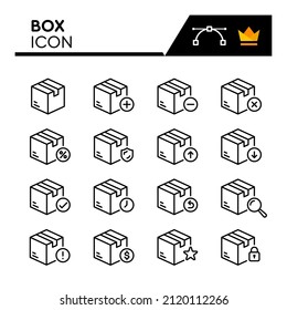 Box line icons set. Editable Stroke