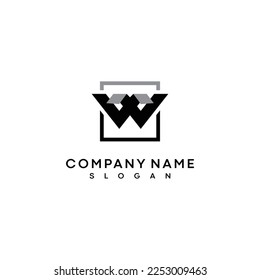 box line and w logo design with creative concept