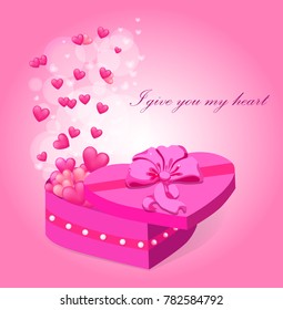 box with little hearts 3D illustration , vector, Valentine's day