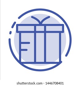 Box, Logistic, Gift, Global Blue Dotted Line Line Icon