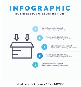 Box, Logistic, Open Line icon with 5 steps presentation infographics Background