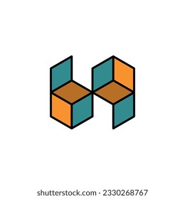color modificable del logotipo del cuadro ambigrama B y P del vector
