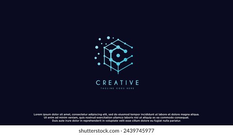 Box Logo Cube abstract design Virtual RealityTechnology vector template linear style. Neural network Artificial intelligence AI internet web Logotype concept icon.