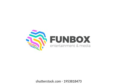 Box Logo Cube colorful abstract design media entertainment vector template linear style.