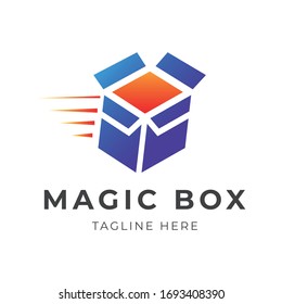 Box Logo Design speed lines and vibrant gradient Vector Template EPS 10