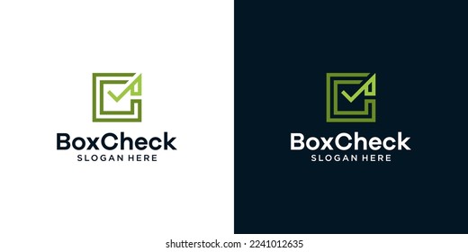 Box logo design template with check mark and letter C graphic design illustration. icon, symbol, creative.