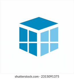 Diseño del logotipo de caja con una ilustración de ventana única.