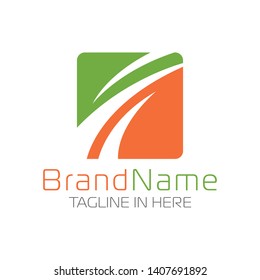 Box logo formed with abstract shape in simple and modern
