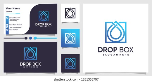 Box-Logo mit Farbverlauf-Skizze-Stil und Design-Vorlage für Visitenkarten Premium-Vektorgrafik