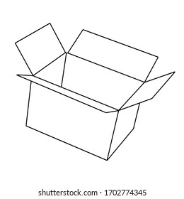 Box or logo icon. Package, delivery boxes, cargo box. Isolated on white background. Vector. Monochrome Contour Illustrations
