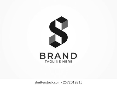 Box Logo, Letter S with Cube combination, suitable for brand and company logo design