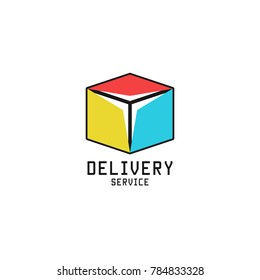 Box logo logistic delivery service icon isometric cube shape, package gift product emblem design template, business transportation company symbol