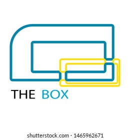 box logo. the mono line logo concept. square. blue, yellow.
