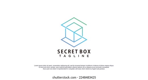 Logotipo de caja con diseño lineal monograma ilustración de icono vectorial
