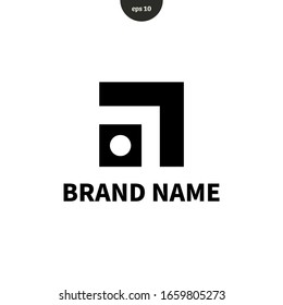 Logotipo de caja con un pequeño círculo, para empresas y todas las necesidades. estilo de diseño plano. ilustración vectorial
