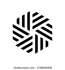 Logo de la caja. Icono cuadrado. Vector de triángulo. Blanco y negro.