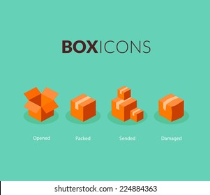 Box logo template, flat icons vector set