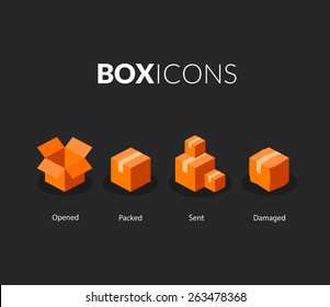 Box logo template, flat icons vector set