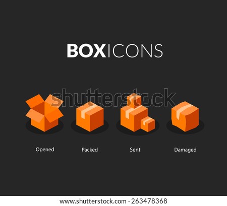 Box logo template, flat icons vector set