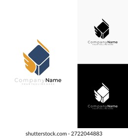 Combinación del logotipo de la caja y del diseño del ala, logotipos expresos de la entrega