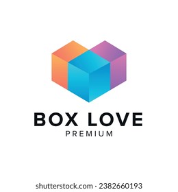 icono del vector de logotipo de amor de caja