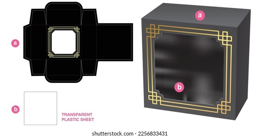 Box with luxury frame window die cut template