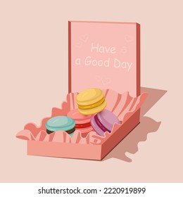A box with macaron. Vector illustration.