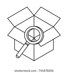 box with magnifying glass isolated icon