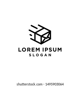Box mail fast delivery of cargoes and trucking, logo template. Cargo transportation and delivery of goods, vector design. Urgent transportation of goods and purchases in internet online, illustration