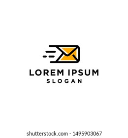 Box Mail schnelle Lieferung von Ladungen und LKW, Logo Vorlage. Frachtbeförderung und Lieferung von Waren, Vektorillustration Design. Dringender Transport von Waren und Einkäufen im Internet, Illustration