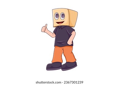 Box Man Character Design Illustration