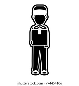 Box and man design