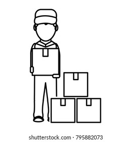 Box and man design
