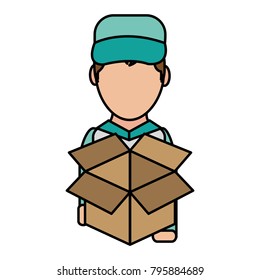 Box and man design