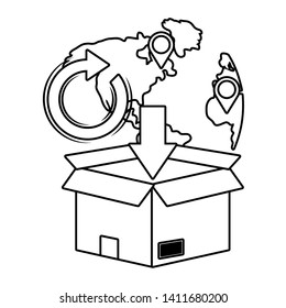 box with map in black and white