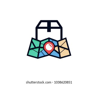 Box Map Icon Logo Design Element