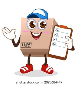 Caricatura de mascota de caja en vector