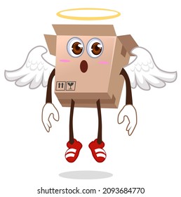 Caricatura de mascota de caja en vector