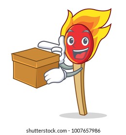 With box match stick character cartoon