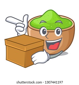 With box matcha powder in the cartoon shape