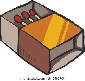 Box with matches, illustration, vector on white background