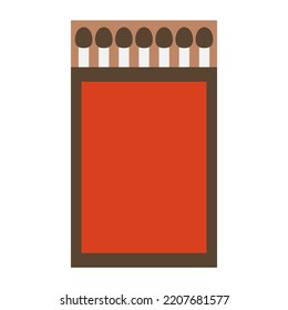 Box of matches isolated on a white background. Object for kindling a fire. Flat style. Vector illustration