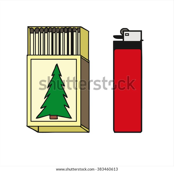 Box Matches Lighter Cartoon Vector Stock Vector (Royalty Free) 383460613
