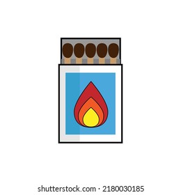 Box with matches on white background
