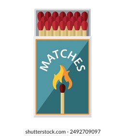 A box of matches. An open box of matches. Vector illustration in a flat cartoon style. For design and web.