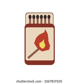 Box of matches. Vector illustration, isolated on white background.