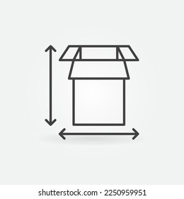 Box Measurements vector concept outline icon or symbol