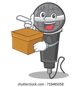 With box microphone cartoon character design